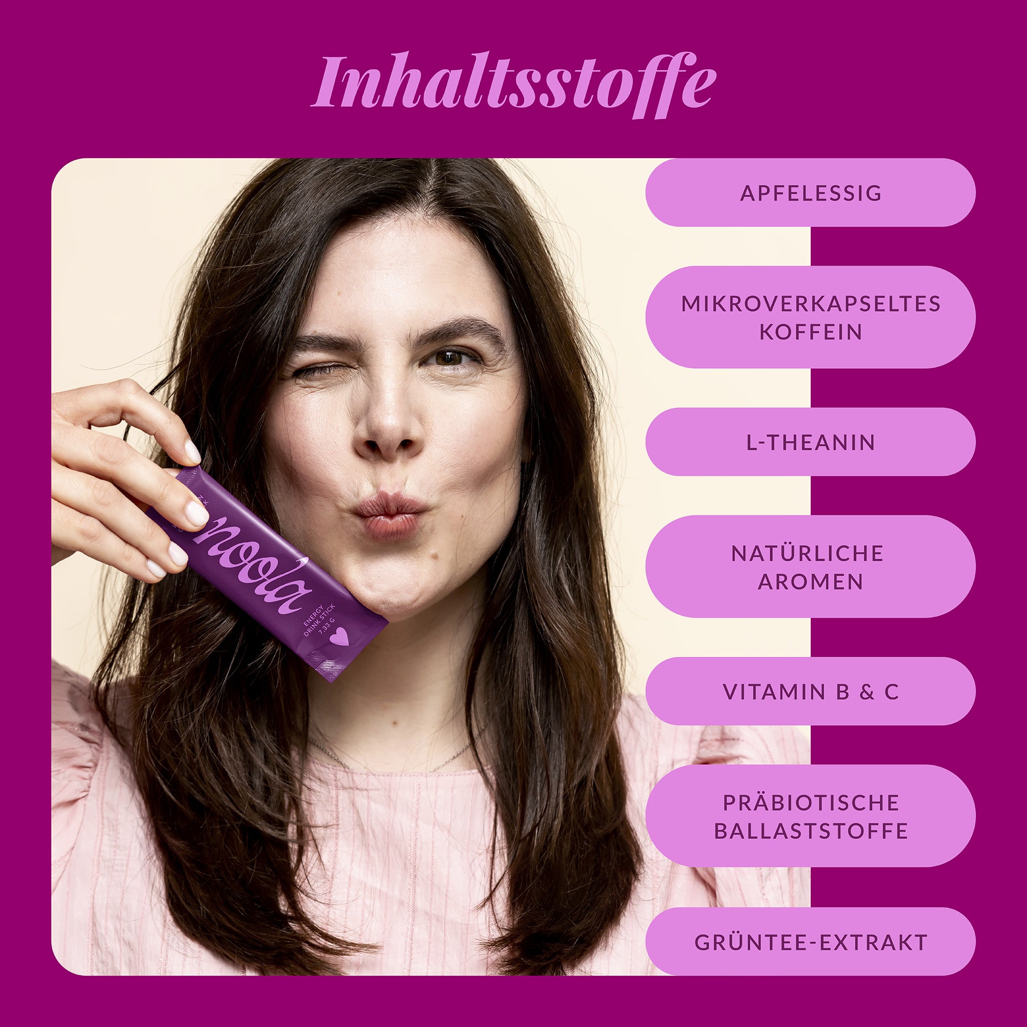 Inhaltsstoffe der noola Energy Drink Sticks Wildbeere im Überblick